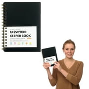 Password Notebook, Password Keeper Book, Password Books for Seniors, Durable Password Book with Alphabetical Tabs, Address Book, Password Journal, Medium Size, Spiral Bound, 1Pc(Black,5.7x4.2)