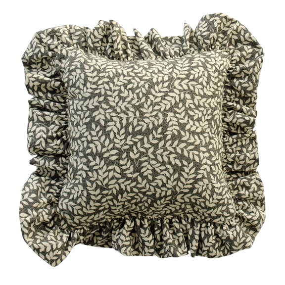 Bouvier Black Leaf Ruffled Pillow