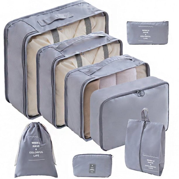 Juego de almacenamiento de viaje Bolsa de almacenamiento de viaje Juego de ocho piezas Bolsa de almacenamiento para clasificar ropa de viaje