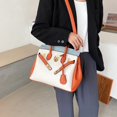 thumbnail image 4 of Bolso de platino de gran capacidad, bolso de moda retro, nuevo patrón de lichi para mujer, bandolera de un solo hombro de color contrastante, 4 of 5