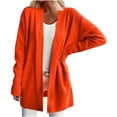 thumbnail image 2 of ClodeEU Women's Cardigan Sweaters ,Long Sleeve Knit Open Front Jacket,Lightweight Sweater With Pockets Orange,Womens Plus L, 2 of 6