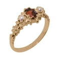thumbnail image 1 of LBG British Made Spectacular 18k Rose Gold Natural Garnet & Cultured Pearl Womens Statement Ring - 33 size options - Size 10.5, 1 of 9