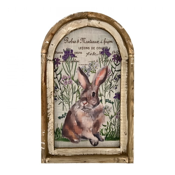 LAMIRO 11.8*7.9in Bunny Decor French Country Decor,Rabbit Wall Art Rustic Farmhouse Decor,Rustic Wooden Vintage Wall Decor with Frame,Bunny Rabbit Art Poster for Home and Easter Decoration