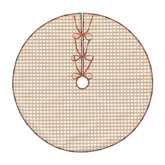 Defioc Brown Gingham for Christmas Tree Skirt Snowman Xmas Tree Skirt Farmhouse Christmas Decorations Tree Mat for Holiday Party Decor-30"