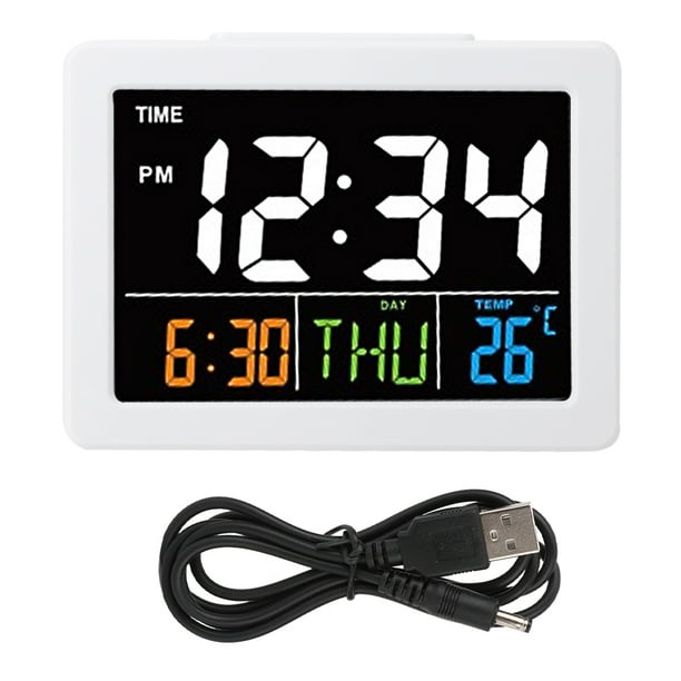 Reloj despertador LCD Jadeshay con pantalla grande color Blanco