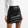 thumbnail image 2 of Arlun Womens Fuax Leather Short Skirt High Waisted Bodycon Pencil Mini Skirts Trendy Solid Color Stretch Tight Pencil Skirt for Night out Party Wear Black XXL, 2 of 5