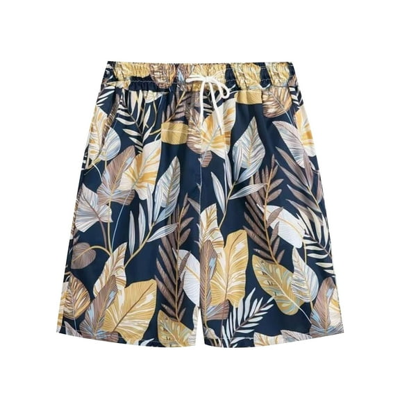 sovlvnd Cargo Shorts for Men, Mens Casual Printed Beach Shorts With Elastic Waist And Drawstring Pocketless Knee Length L, Black