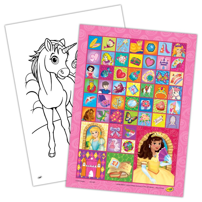 Disney Princess Coloring Book with Stickers, 288 pages, Crayola.com