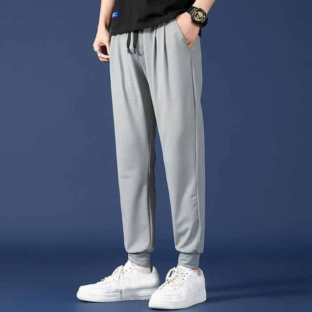 Men's Casual Jogging Pants Loose Fit Breathable Mesh Workout Training Basketball Running Trousers with Deep Pockets