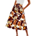 thumbnail image 7 of Women High Waist Floral Print Maxi Skirt with Drawstring Elastic Waistband and Tiered Design for Casual Wear Wine M, 7 of 7