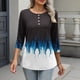 thumbnail image 5 of TaTaai 3/4 Sleeve T-Shirt Skin-Friendly Lightweight Women's Fashion Printed Button Round Neck Loose Casual All Occasion Daily Wear Top Gift, 5 of 7