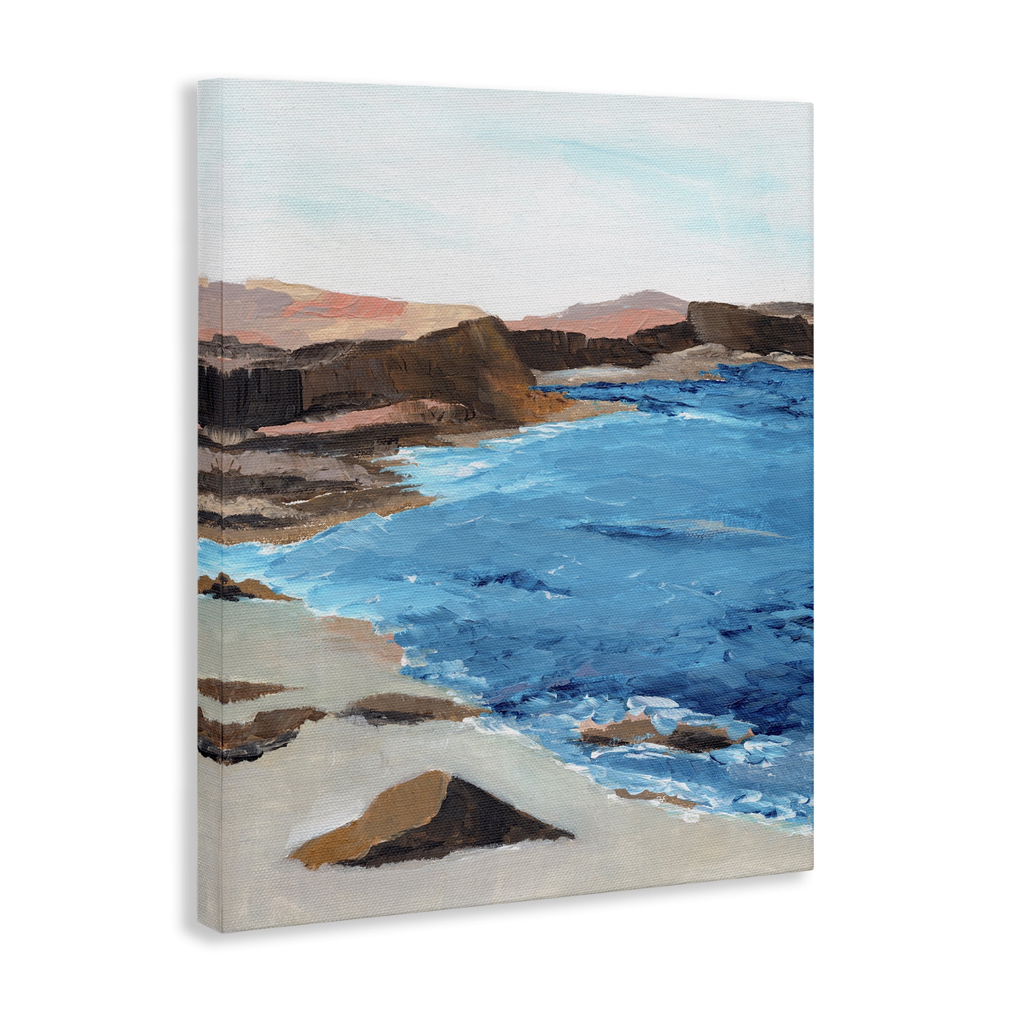 Stupell Industries Red Mountain Beach Landscape & Nature Painting Wrapped Canvas Art Print Wall Art, 24 x 30