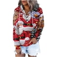 thumbnail image 2 of 2024 Hot Selling Women's Tops Clearance Sale Women's Merry Christmas Print Gradient Color Loose Long Sleeve Button Hoodie Sweater Top Trending Womens Clothes, D M, 2 of 4