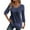 Blue, variant on Women's Casual Blouses Business Work Tops Solid Color Casual Round Neck Three Quarter Sleeve 3/4 Sleeve T-Shirt Loose Shirts 2025 Fall Outfits Coffee S-2XL