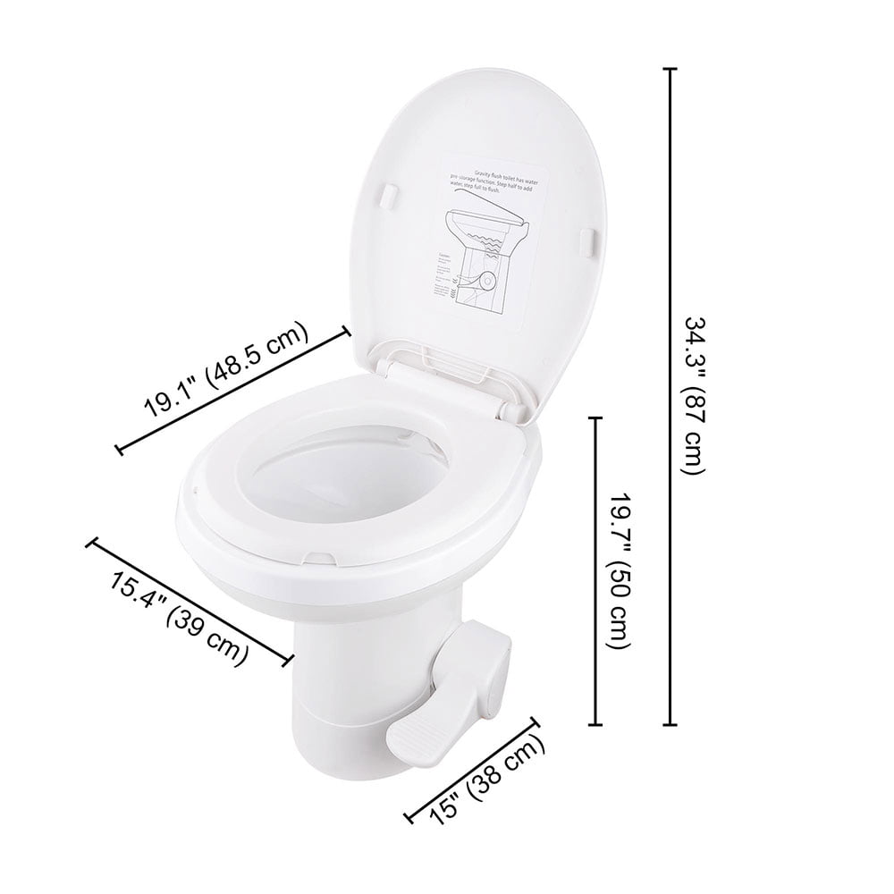 Kohree Gravity Flush Toilet RV Foot Pedal High Toilets 19.7 Inch Height Tall Profile White 