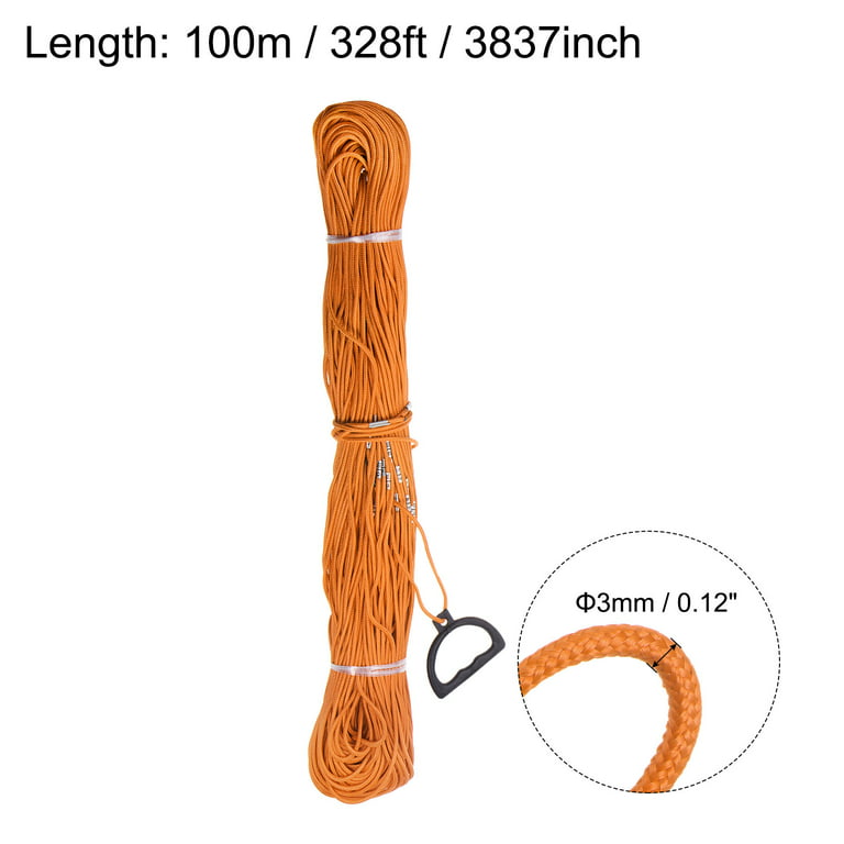 Deep Well Measuring Rope 100m Steel Wire Nylon Coated with Pull Ring - Yellow