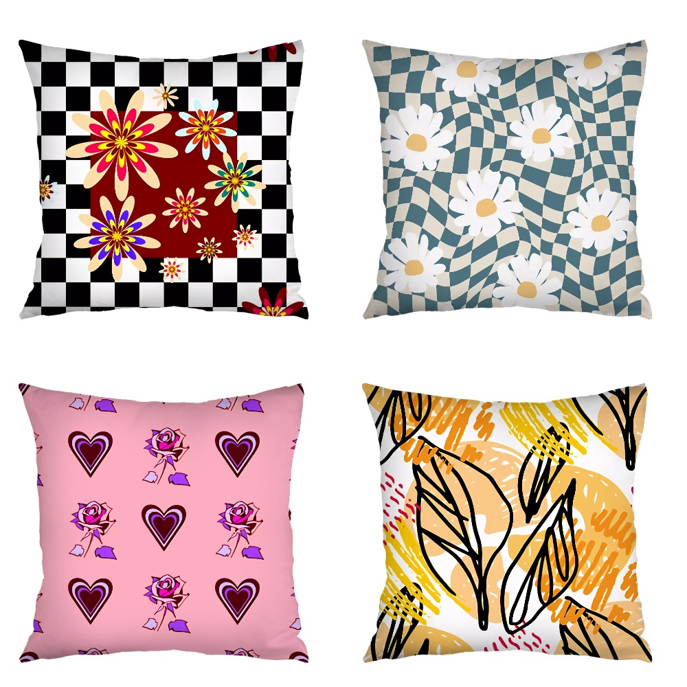 FUNOA Pillow Cover Plant Flowers Pattern Polyester Linen Everlasting