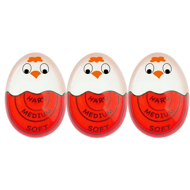 Huevo para hervir huevos, huevo duro blando, profesional que cambia de color cuando está listo y es seguro (rojo, paquete de 3)
