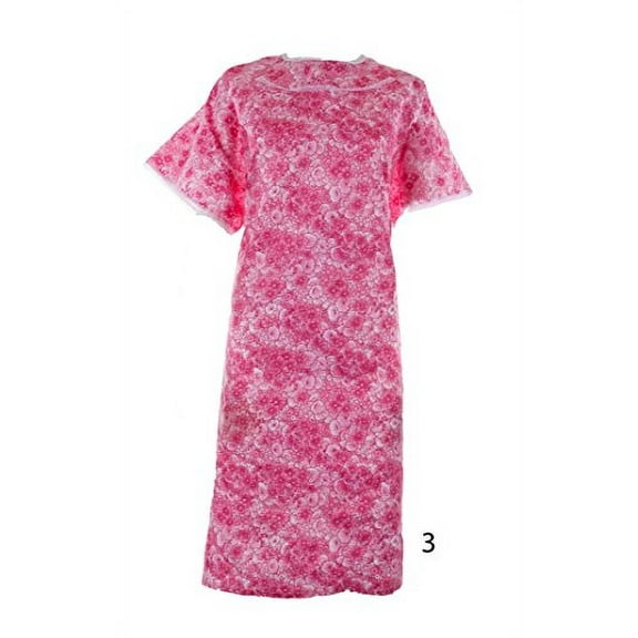 Women's Poly Cotton Backwrap Gown - (Small, Red/Pink Flower)