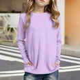 thumbnail image 2 of T Shirts for Boys Purple Long Sleeve Tshirt with Pocket Girls Crewneck Tees Fall Tops Girl T-Shirts Size 4-5 Years, 2 of 5
