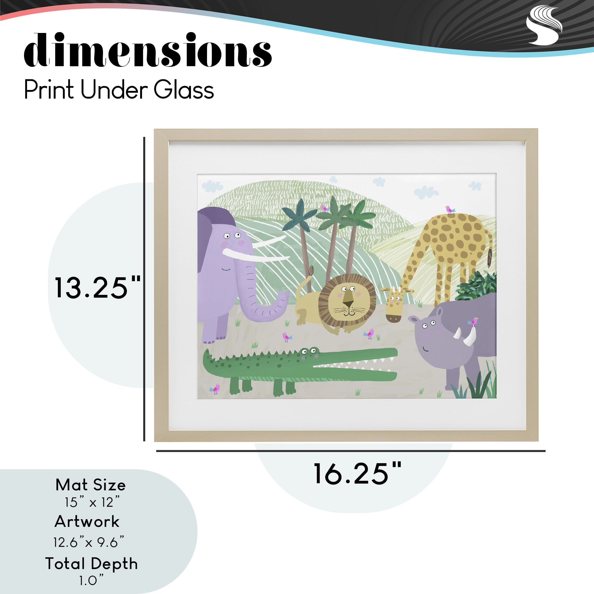 Stupell Industries Jungle Savannah Animals Birch Framed Print Under Glass, design by Carla Daly