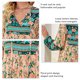 thumbnail image 4 of Vestido con cuello en V Rayón Suave Manga larga de linterna Estampado floral Vestido suelto casual para mujer Albaricoque S, 4 of 5