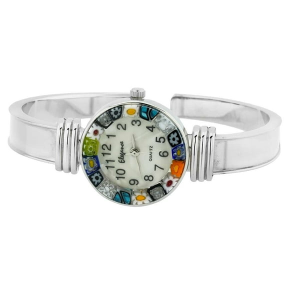 GlassOfVenice Murano Glass Millefiori Bangle Watch Multicolor - Silver