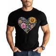 thumbnail image 1 of Camisetas para hombre, camiseta de algodón con cuello redondo, diseño de flores de primavera, hojas, rosas, girasoles y margaritas., 1 of 8