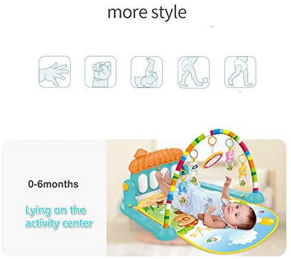 Baby Play Mat for Infant with Music and Mirror, Newborn Piano Activity Center Toys Gym Floor Playmat for Boys Girls - image 5 of 7