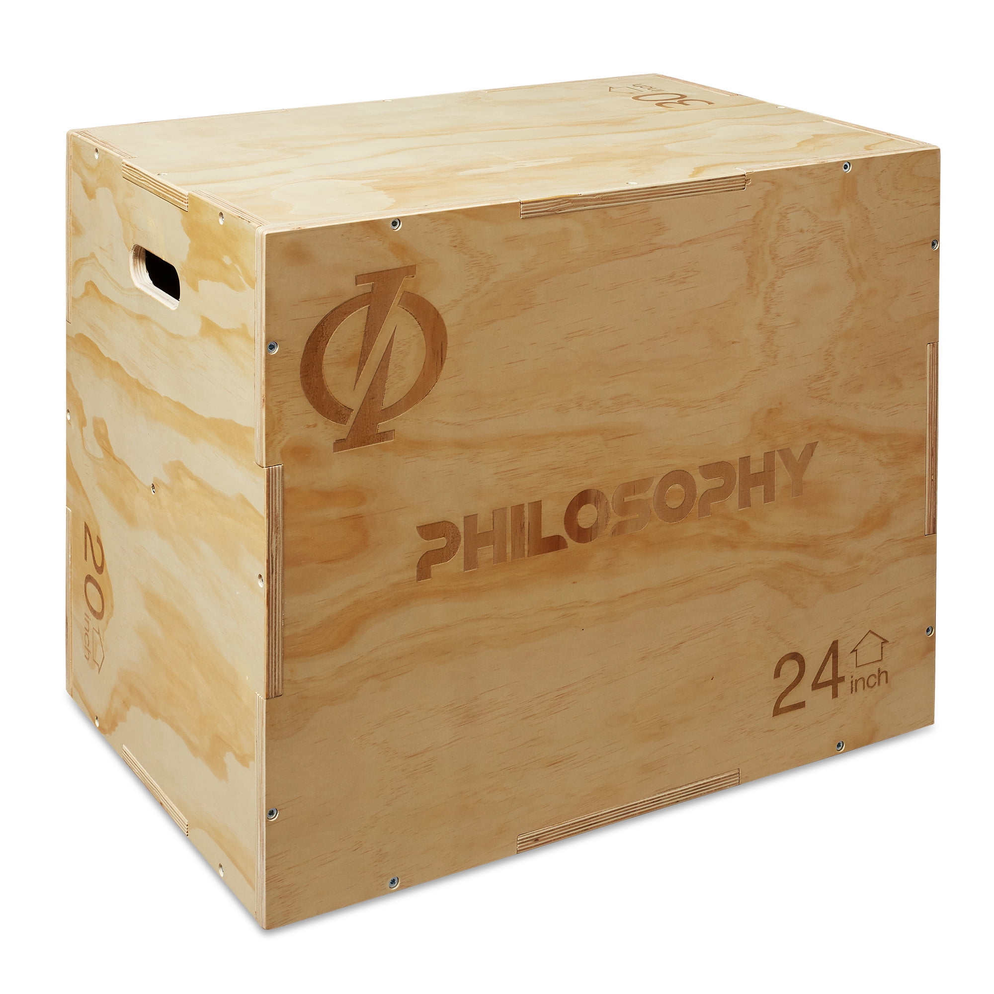 Philosophy Gym 3-in-1 Wooden Plyo Box - 30" x 24" x 20", Wood Plyometric Jump Box Platform for Home Gym, HIIT, Jumps, Step-Ups, and Strength Training