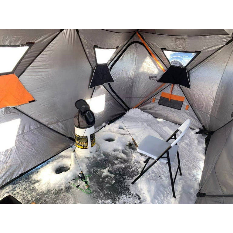 Nordic Legend Aurora Double Hub Thermal 6 Person Ice Shelter, Orange
