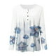 thumbnail image 5 of Camiseta informal para mujer, blusa estampada de manga larga con cuello redondo y botones fruncidos Fridja  bvmnju3036, 5 of 6