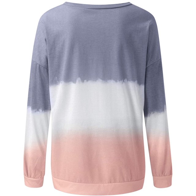Gradient Ramp Lady Hoody,Western Style Dye Printing Hoody Fall and Winter Keep Warm Gradient Ramp Long Sleeve Round Collar TShirt Hoody