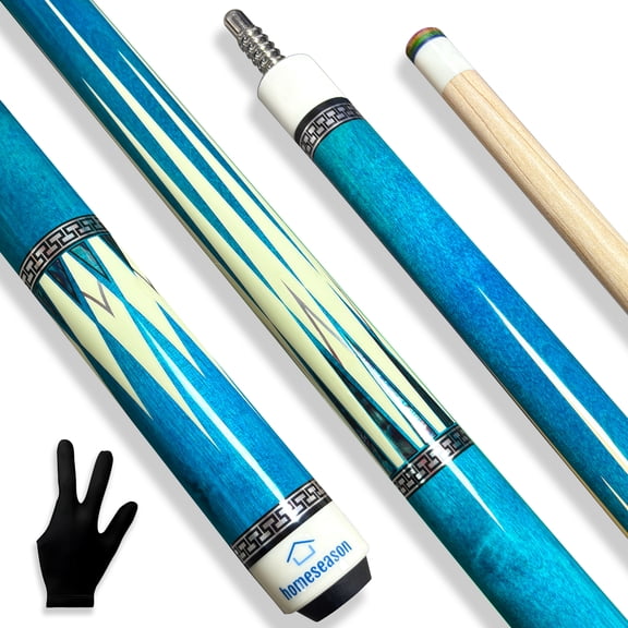 HomeSeason Pool Cue Stick 58inch 19oz 12.5mm Tip Professional Billiard Canadian Maple Wood 2-Piece Combination Cues Sticks(Blue)