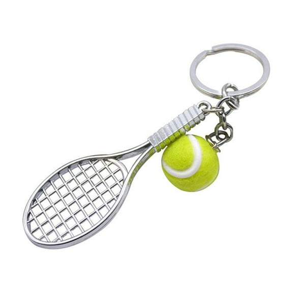 MLINS 2pcs Tennis and Racket Keychain Keyring Purse Bag Pendant Decoration Hanging Ornament Creative Gift (Green)