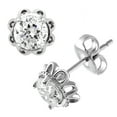 thumbnail image 3 of DIAMONBLISS Sterling Silver Cubic Zirconia Vintage Style Solitaire Stud Earrings, 3 of 4