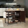 thumbnail image 4 of Costway 4-Tier Wood Kitchen Island Trolley Cart Storage Cabinet Brown, 4 of 11