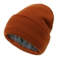 thumbnail image 2 of XIAOCHA Fleece‑Lined Beanie for Women Solid Hats Casual Fall‑Winter Toque,Orange, 2 of 4