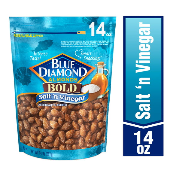 Blue Diamond Almonds, Bold Salt 'n Vinegar Flavored Snack Nuts perfect for On-the-Go, 14 oz