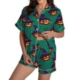 thumbnail image 2 of JIANLAI Sleepwear for Women Cute Ghost & Floral All‑Over Print Notched Lapel Button‑Down Short‑Sleeve Top & Elastic Waist Shorts Loungewear Multiple Patterns Available S‑XXXL, 2 of 5