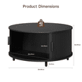 thumbnail image 3 of ROGALIS 31.5" Round Coffee Table with Storage, Modern Coffee Table with 360° Curved Sliding Door, Fluted Wood Coffee Table with Adjustable Footpads for Living Room, Black, 3 of 6