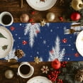 thumbnail image 4 of Christmas Table Runner Christmas Tree Table Runners Pine Tree Branch Navy Blue Xmas Balls Cotton Linen Dresser Scarf Kitchen Dining Table Decor for Christmas Holiday Party Decor 13x36 Inch, 4 of 9
