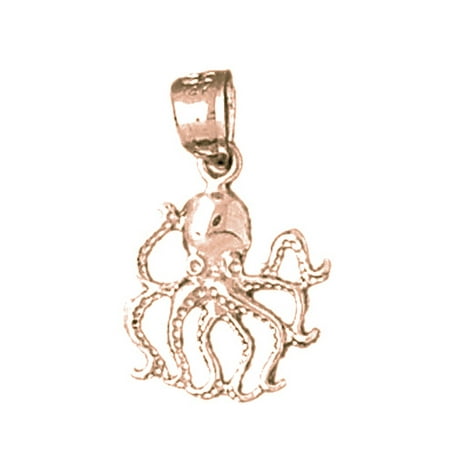 14K Rose Gold Octopus Pendant - 20 mm