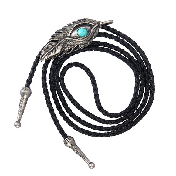 kurtrusly Vintage Alloy for Feather Shape Western Cowboy Necktie silver Ancient Tie Bolo