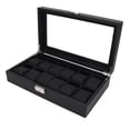 thumbnail image 1 of Caja De Cuero Para Reloj Con 12 Ranuras, Vitrina Organizadora, Almacenamiento De Joyería De Alta , Color Negro, 1 of 7