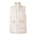 thumbnail image 4 of Oksale Quilted Vest for Women Plus Size Cotton Jacket Zip Up Vest Sleeveless Tunic Jackets Stand Up Collar Jacket with Pockets Quilited Coat Beige M, 4 of 5