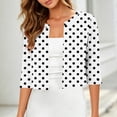 thumbnail image 2 of Women's 3/4 Sleeve Bolero Shrug Open Front Cropped Cardigan Polka Dot Tailored Fit Layering Top Work Office Date Outfit, 2 of 7