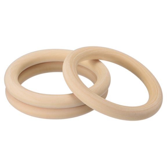 3Pack 120mm(4.7") Natural Wood Rings, 15mm Smooth Unfinished Wooden Circles