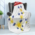thumbnail image 4 of Educational Soft Flannel Fleece Throw Blanket, Fusion Proton Neutron Chain Hydrogen Cosmic Energy Molecule Atom Print, Cozy Plush for Indoor and Outdoor Use, 70" x 90", Blue Red Yellow, by Ambesonne, 4 of 5