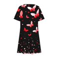 thumbnail image 5 of JTZGDY Beach Sundress for Women Summer Cute Butterfly Print Short Sleeve Round Neck Tunic Tshirt Dress Loose Flowy Short Mini Dress Red L, 5 of 8